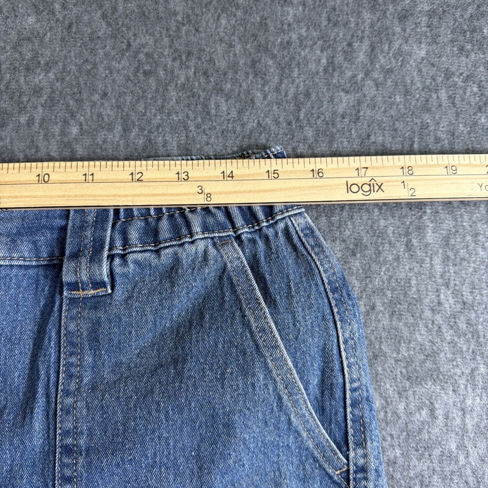 Excuse Jeans Womens Size L 30x28 Blue Straight Elastic Waist Cargo Pockets Baggy - Picture 7 of 9
